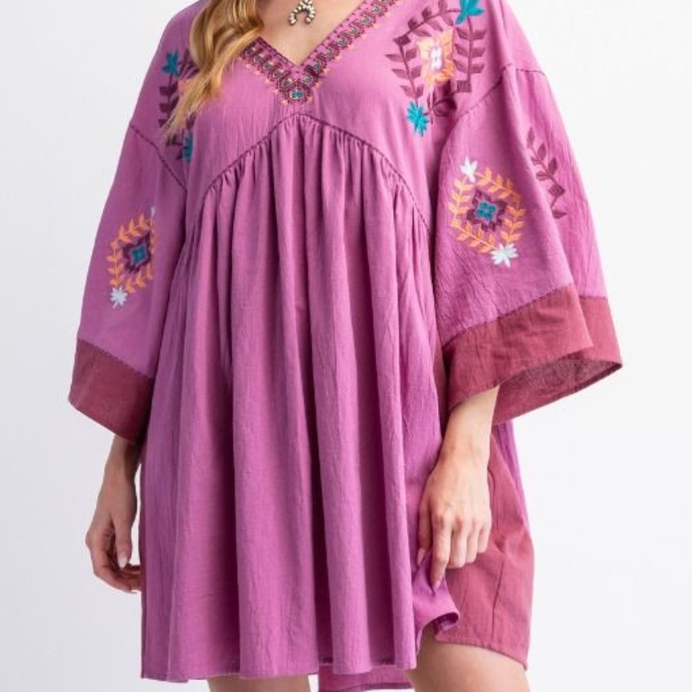 🔥046 Easel V-neck Dress Plus SZ